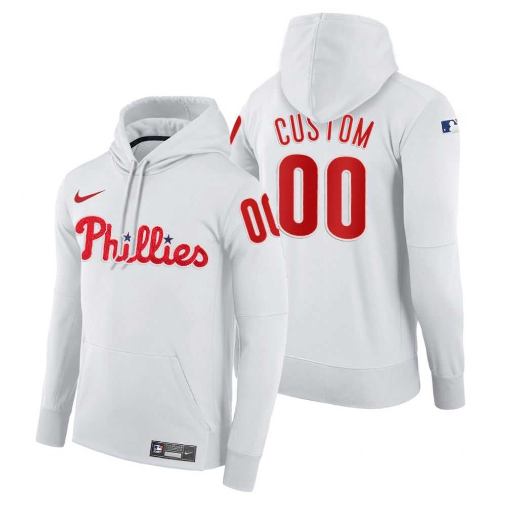 Men Philadelphia Phillies 00 Custom white home hoodie 2021 MLB Nike Jerseys